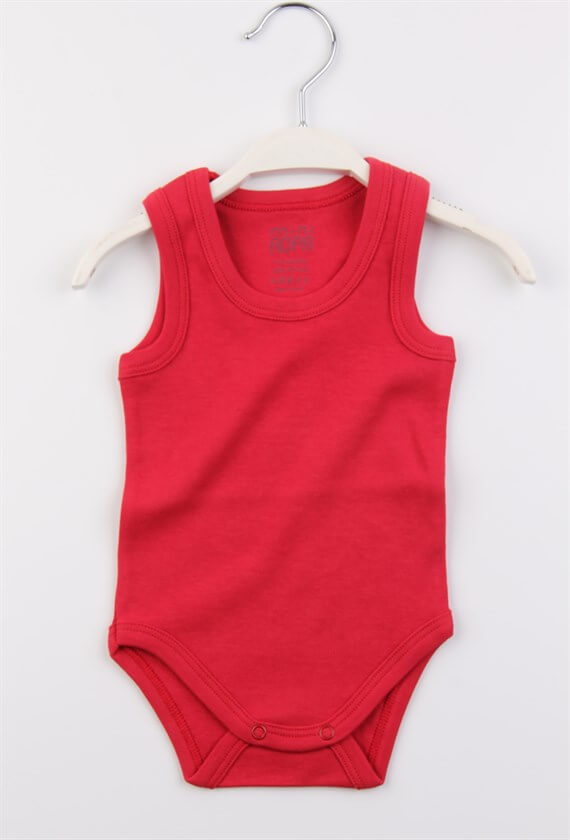 Pamuklu Kırmızı Askılı Çıtçıtlı Bebek Zıbın Atlet İç Body 