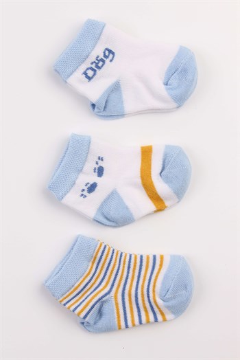 Dog Pamuklu 3'lü Erkek Bebek Çorabı