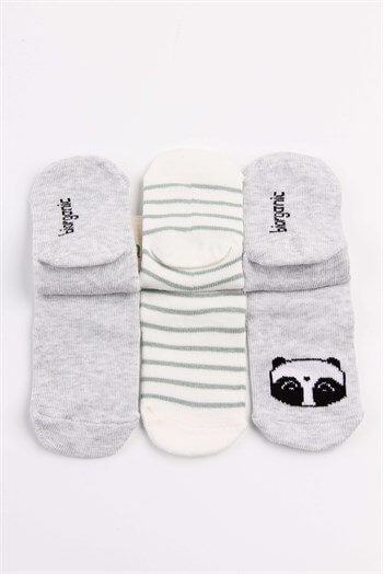 Gri Organic Pandalı Clever Boy 3'lü Bebe Çorap