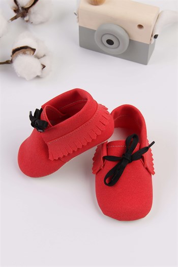 Love Bobux Kırmızı Püsküllü Bebek Ayakkabı Patik