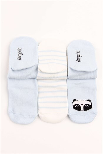 Mavi Organic Pandalı Clever Boy 3'lü Bebe Çorap