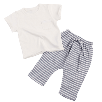 Miniropa Flamlı Tişört Keten Pantolonlu Yazlık Erkek Bebek Takımı 
