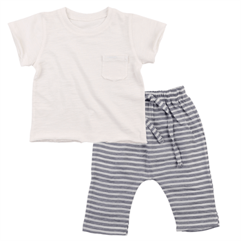 Miniropa Flamlı Tişört Keten Pantolonlu Yazlık Erkek Bebek Takımı 